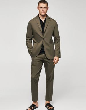 Slim fit cotton suit blazer