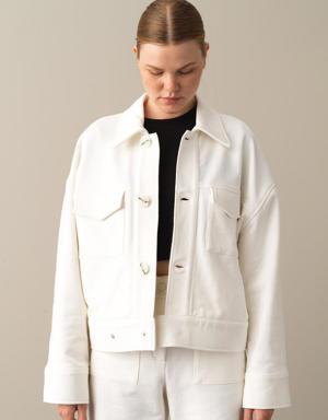 %100 Pamuk Cep Detaylı Oversize Ceket