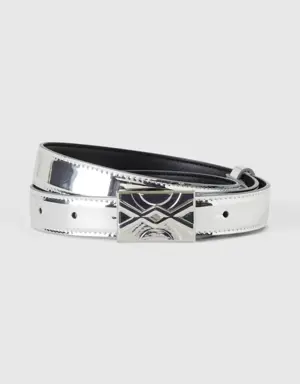 silver belt in imitation leather