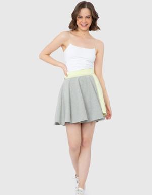 Mobile Skirt Detailed Two Color Short Skirt