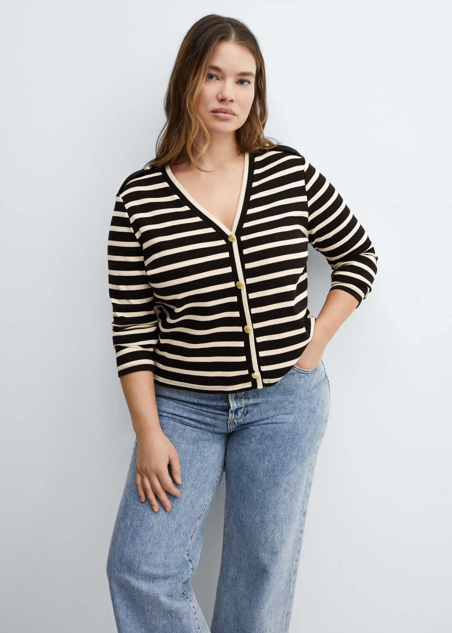 Mango Striped cardigan with buttons. 1