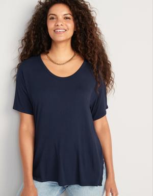 Old Navy Oversized Luxe Voop-Neck Tunic T-Shirt for Women blue