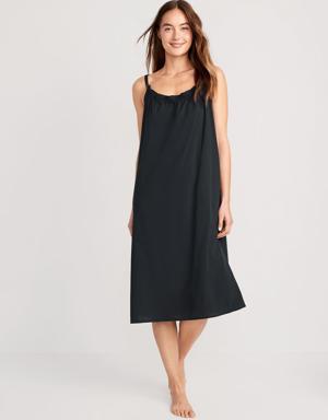 Scoop-Neck Double-Strap Midi Cami Nightgown for Women black