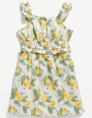 Sleeveless Fit & Flare Ruffle-Trim Linen-Blend Dress for Toddler Girls yellow