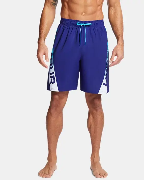 Under Armour Men's UA Point Breeze Logo Swim Volley Shorts. 1