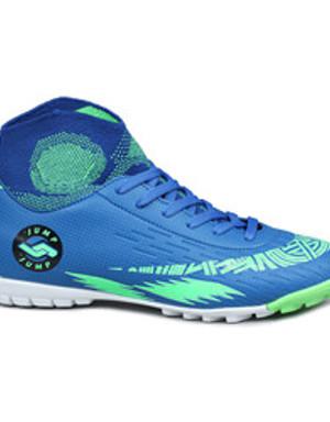 28366 Saks Mavi - Yeşil Halı Saha Çoraplı Krampon Futbol Ayakkabısı