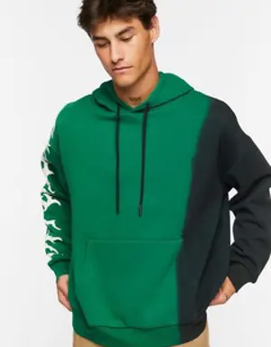 Forever 21 Dip Dye After Dark Graphic Hoodie Bright Green/Multi