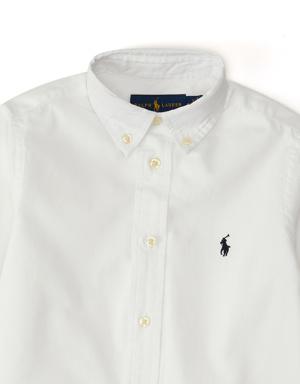 Beyaz Polo Yaka Erkek Çocuk Gömlek