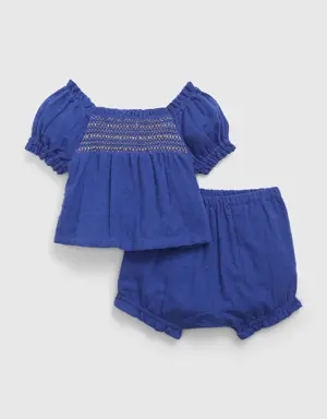 Baby Swiss Dot Two-Piece Outfit Set blue