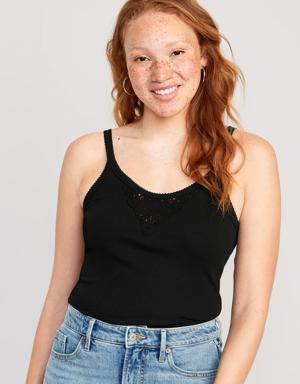 Old Navy Lace-Trim Tank Top for Women black