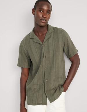 Old Navy Short-Sleeve Linen-Blend Camp Shirt for Men green