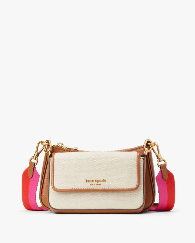 Kate Spade Double Up Racing Stripe Canvas Crossbody. 1