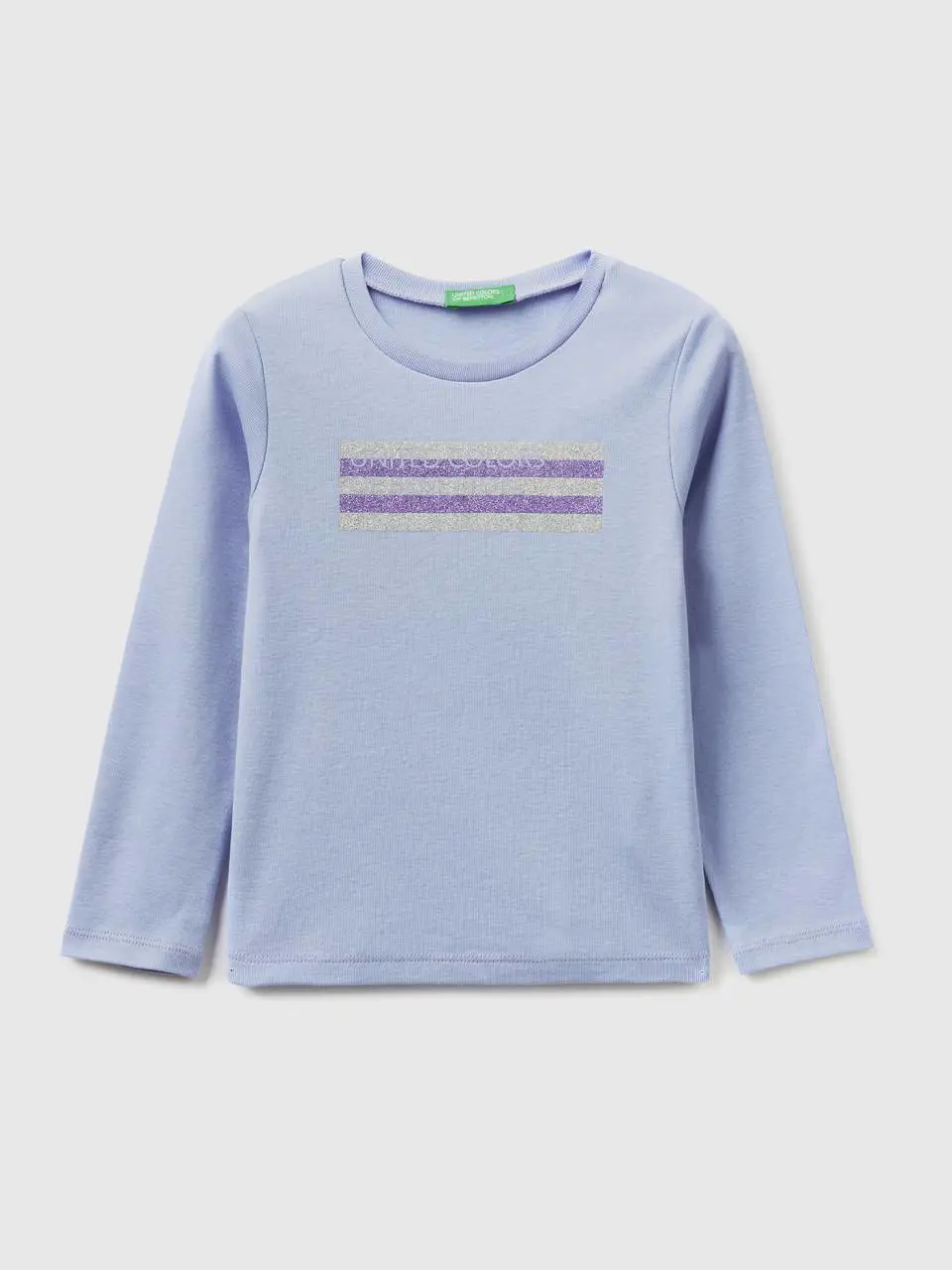 Benetton long sleeve t-shirt with glitter print. 1