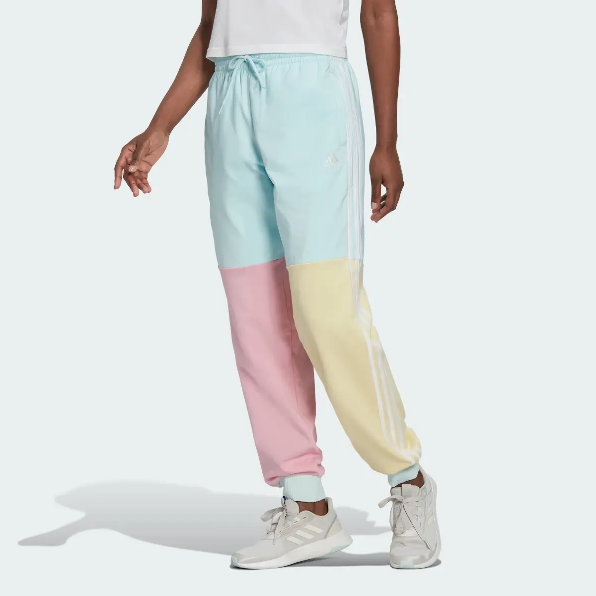 Adidas Essentials 3-Stripes Colorblock Oversized Joggers. 1