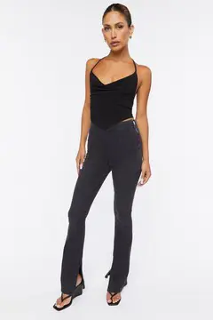 Forever 21 Forever 21 High Rise Bootleg Split Hem Jeans Black. 2