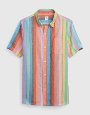 Gap Kids Linen-Cotton Oxford Shirt multi