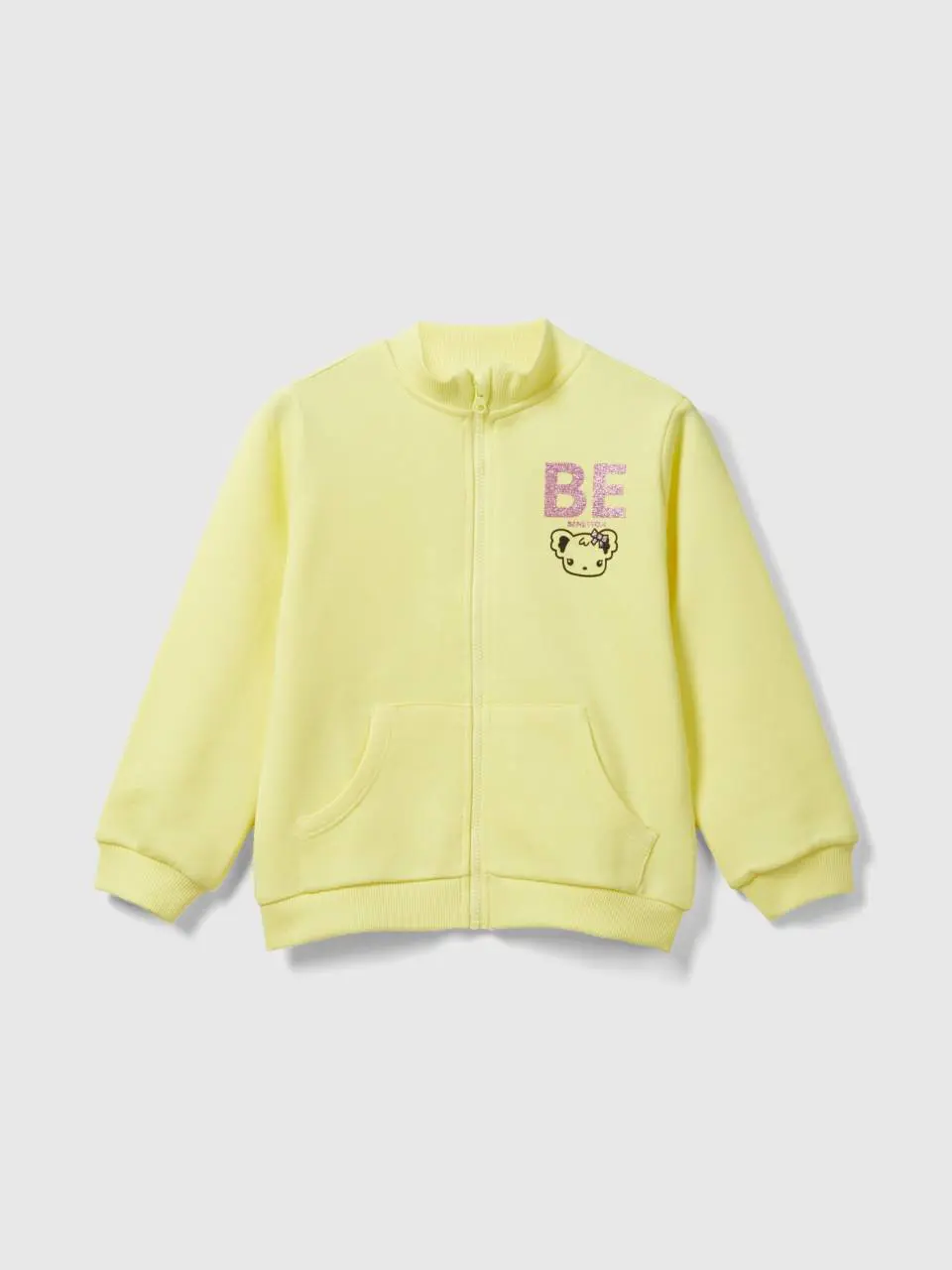 Benetton hoodie with zip in organic cotton. 1