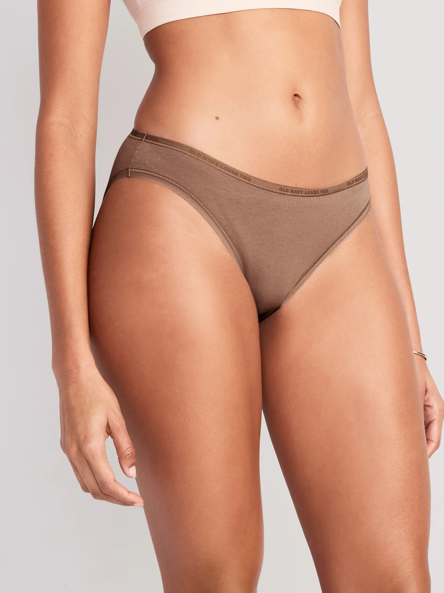 Old Navy High-Waisted Logo Graphic Bikini Underwear for Women brown. 1