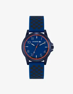 Reloj Rider con correa de silicona con estampado azul marino y tres manecillas