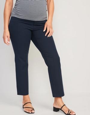 Maternity Full-Panel Pixie Straight Ankle Pants blue