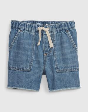 Baby Organic Cotton Utility Denim Shorts blue
