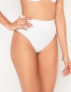 High-Waisted Printed French-Cut Bikini Swim Bottoms white