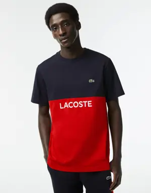 T-shirt da uomo regular fit color block in jersey di cotone Lacoste