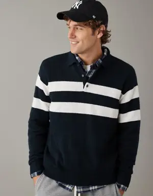 Super Soft Long-Sleeve Sweater Polo Shirt
