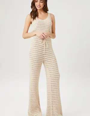 Forever 21 Open Knit Tank Top &amp; Pants Set Nude