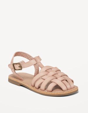 Faux-Leather Fisherman Sandals for Toddler Girls pink