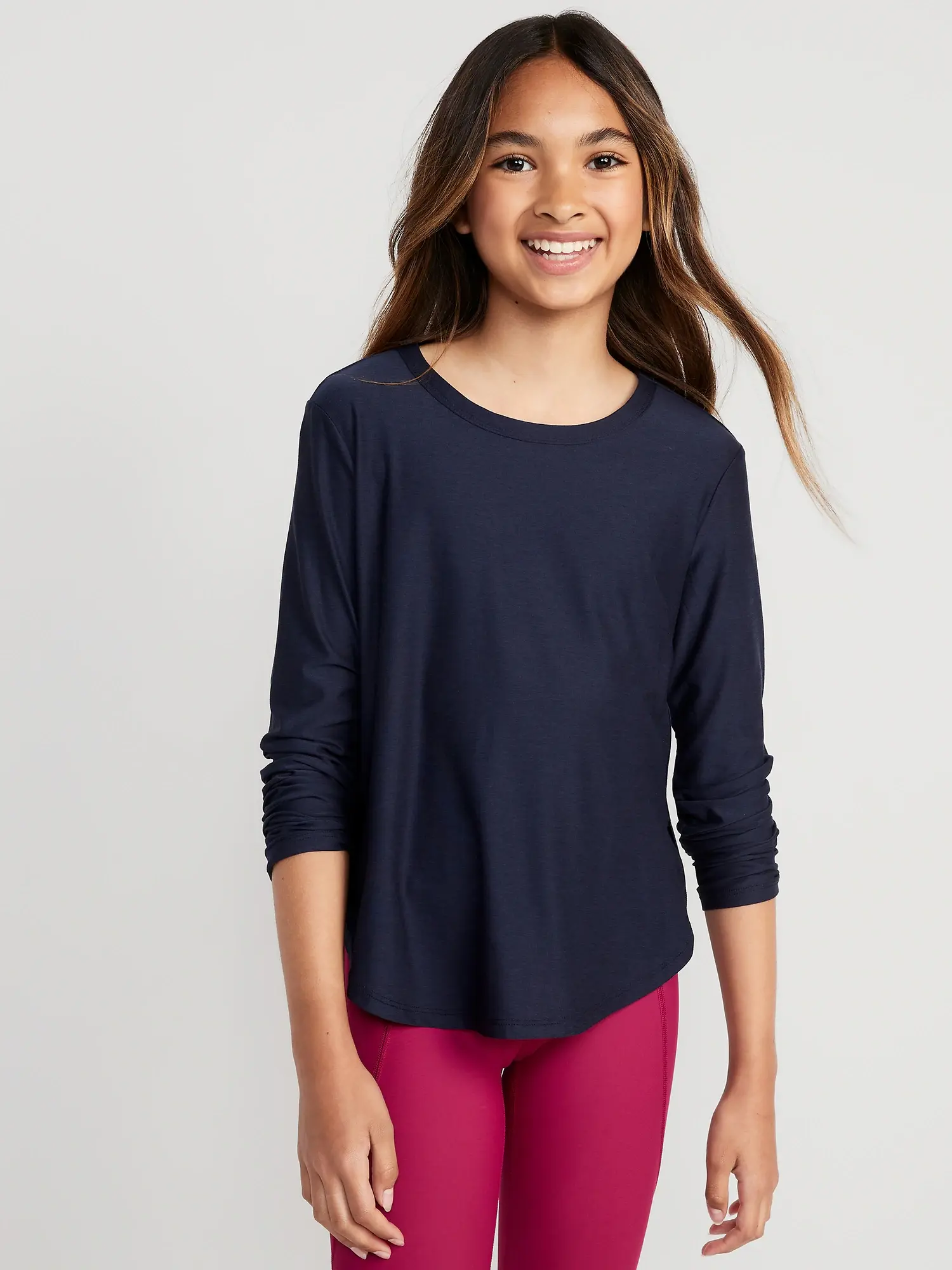 Old Navy Cloud 94 Soft Go-Dry Long-Sleeve T-Shirt for Girls blue. 1