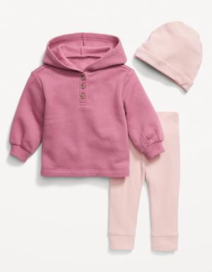 Old Navy Pullover Hoodie, Leggings and Beanie Set for Baby pink