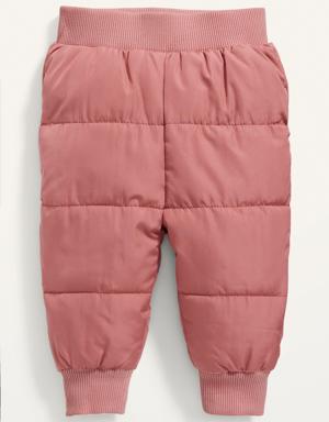 Unisex Rib-Knit-Waist Frost Free Puffer Pants for Baby red