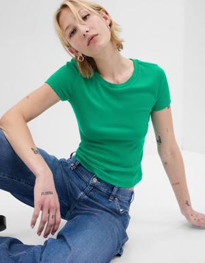 Mini Rib Cropped T-Shirt green