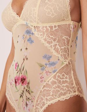 Lace and Mesh Floral Teddy