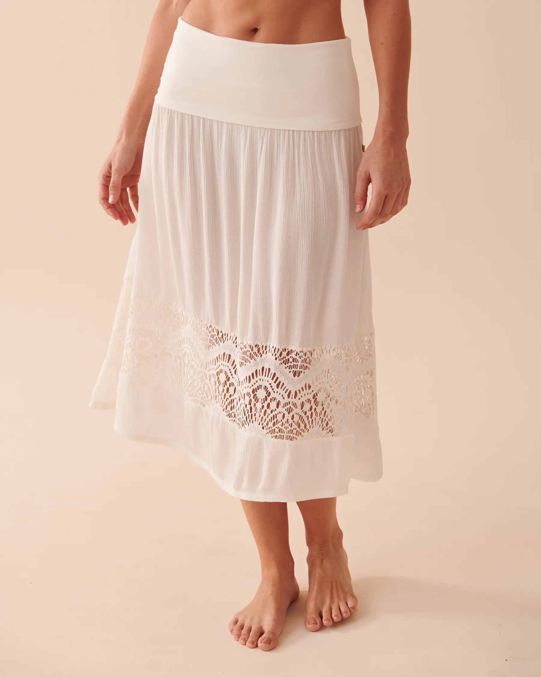 La Vie en Rose Long Skirt with Crochet Details. 1