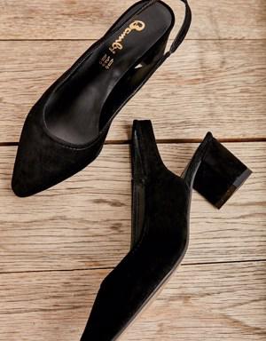 Siyah Süet Kadın Klasik Topuklu Ayakkabı K01503721072