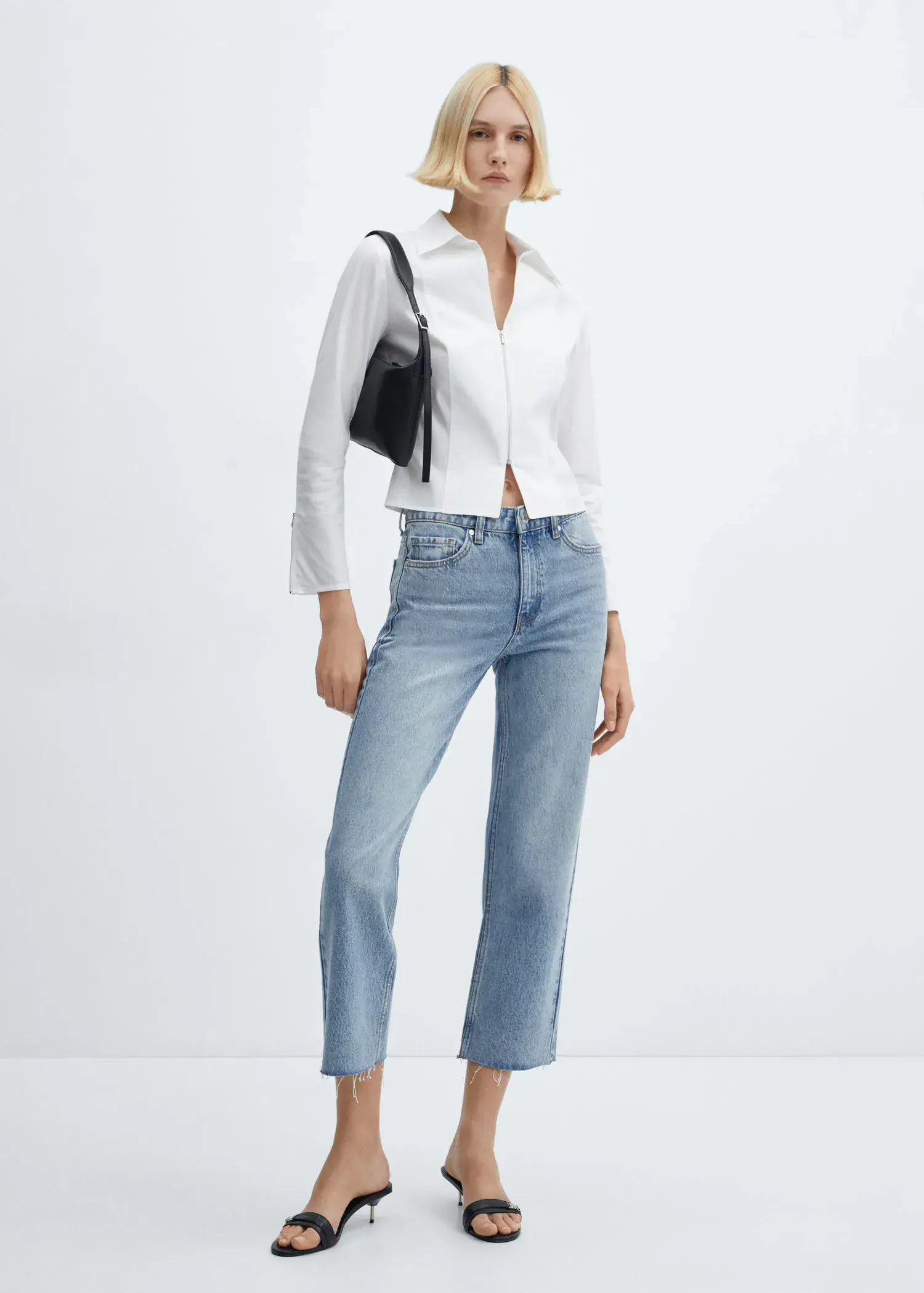 Mango Straight-fit cropped jeans. 3