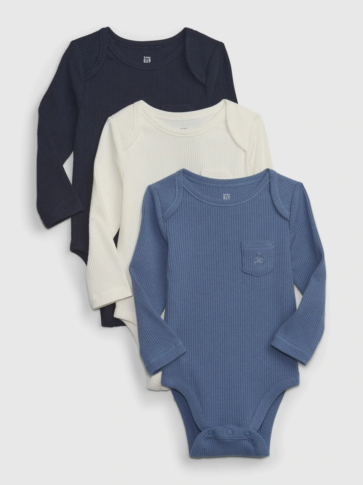 Gap Baby First Favorites TinyRib Bodysuit (3-Pack) blue. 1