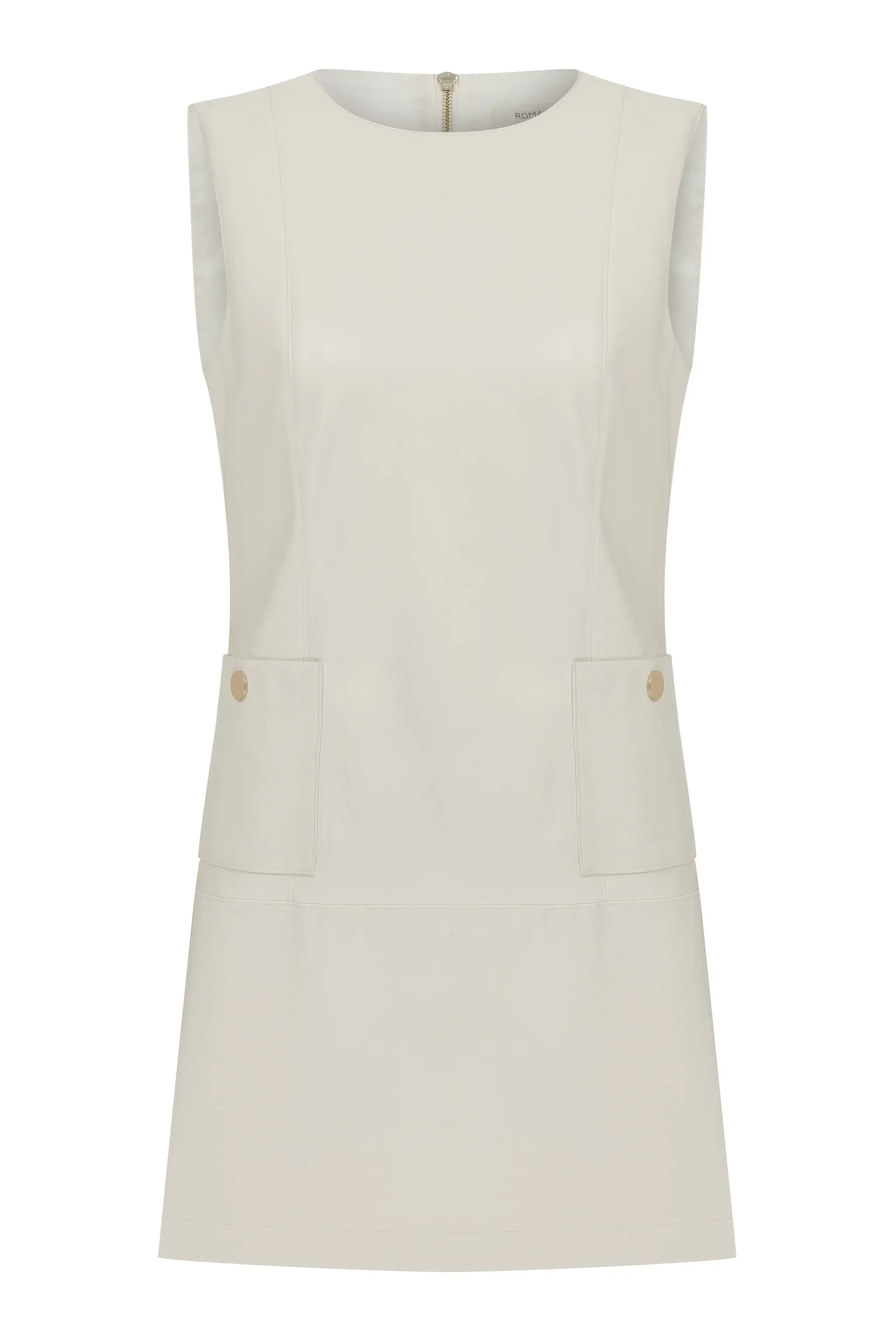 Roman Pocketed Cream Mini Sheath Dress - 4 / White. 1