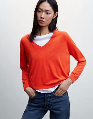 Mango Fine-knit V-neck sweater