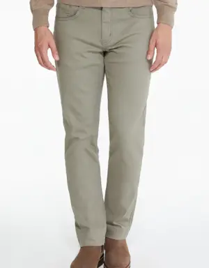 Yeşil Regular Fit Düz Yüksek Bel Kot Pantolon