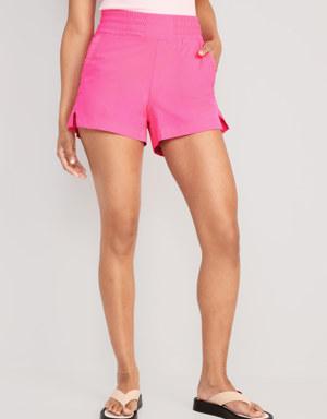 Old Navy High-Waisted StretchTech Pull-On Surf Shorts for Women - 4-inch inseam pink