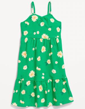Old Navy Sleeveless Printed Rib-Knit Swing Dress for Girls green
