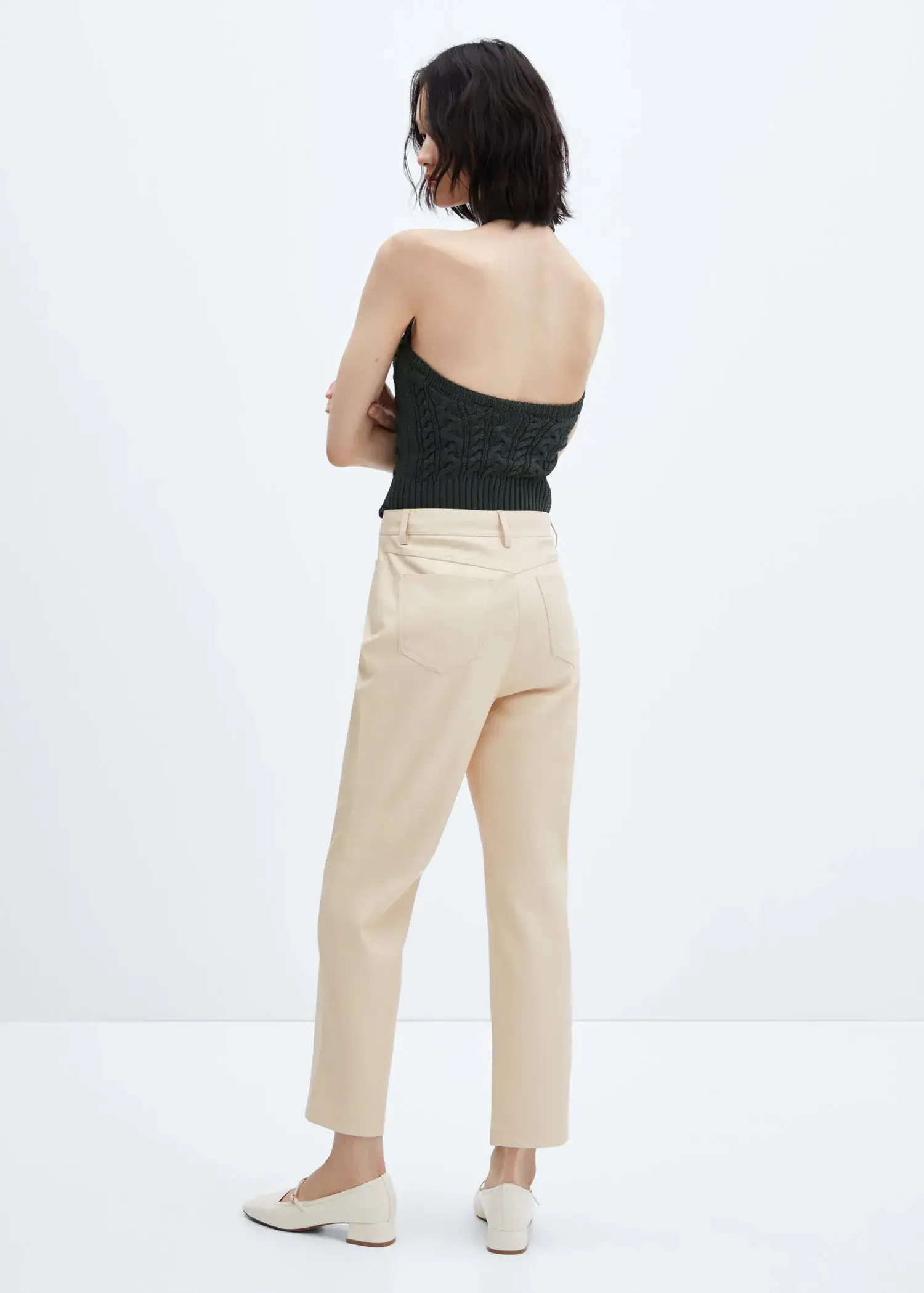 Mango Leather-effect straight trousers. 3
