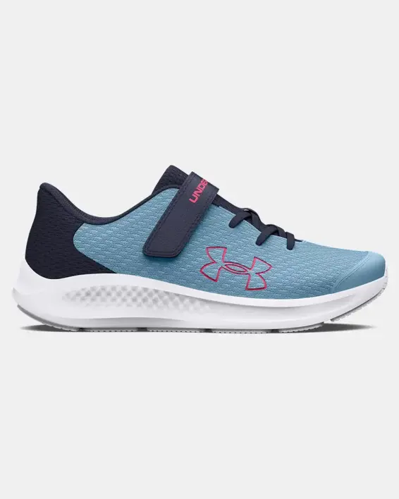 Under Armour Girls' Pre-School UA Pursuit 3 AC Big Logo Running Shoes. 1