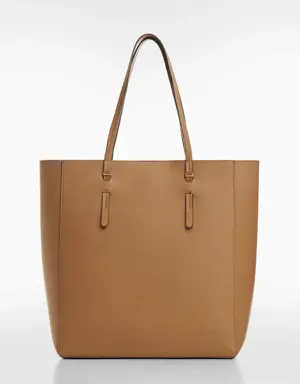 Mango Leather-effect shopper bag