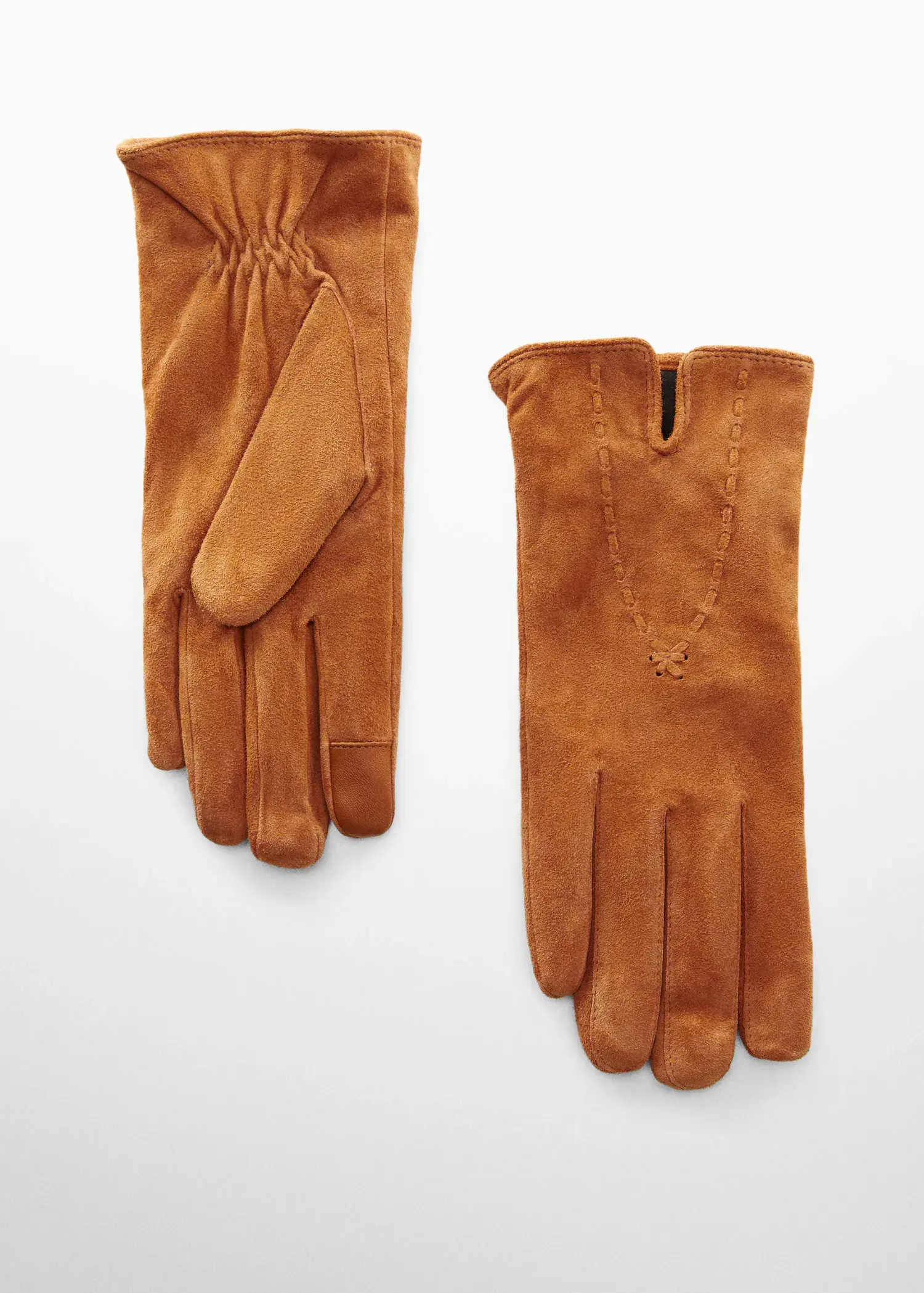 Mango Suede gloves with seam detail. 1