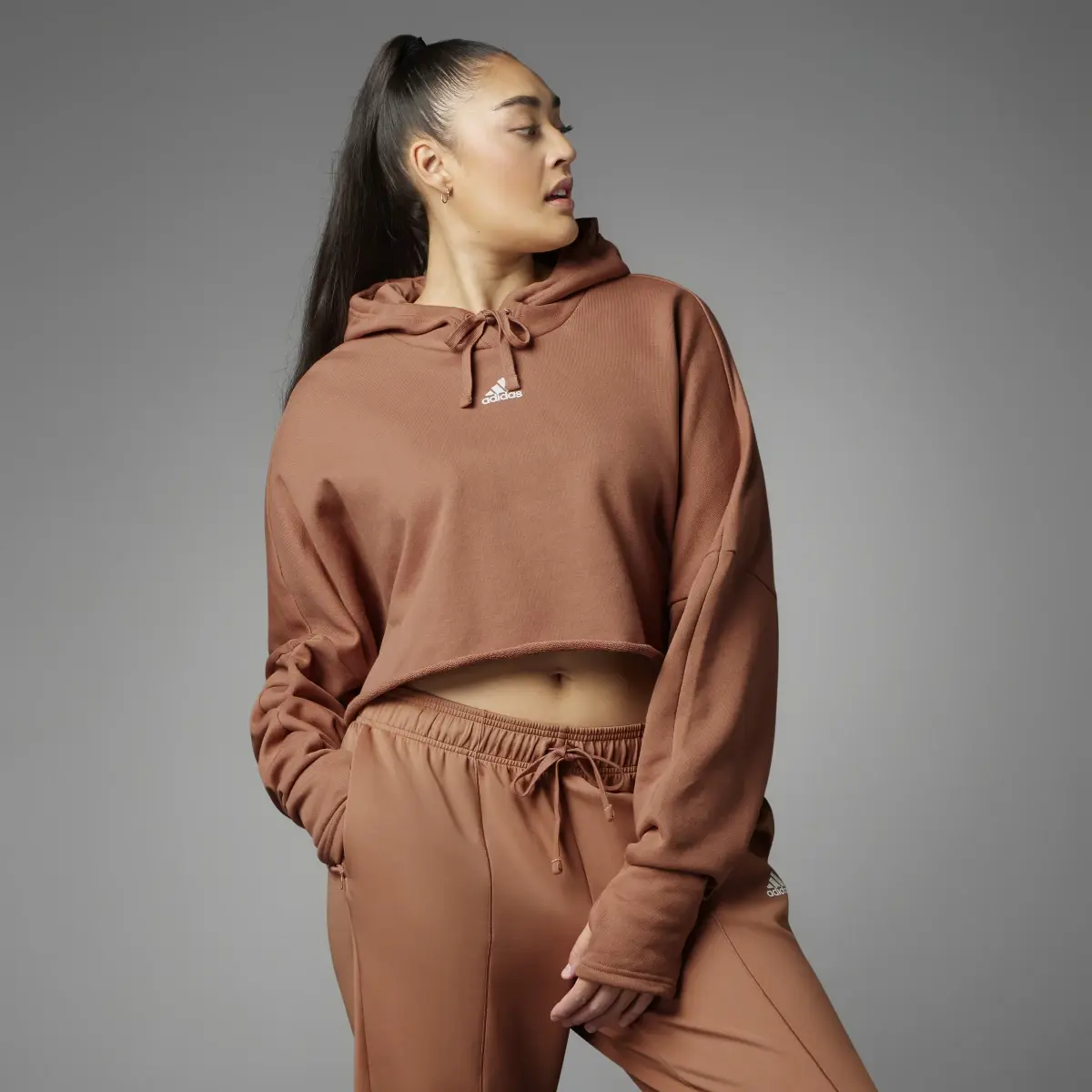 Adidas Collective Power Cropped Hoodie (Plus Size). 3