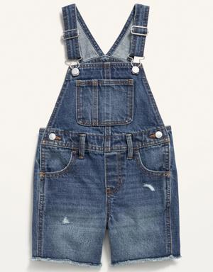 Unisex Slouchy Straight Jean Cut-Off Shortalls for Toddler yellow
